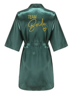Wedding Party Team Bride Robe Kimono Satin Pajamas Bridesmaid Bathrobe Gold Letter SP089