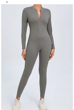 Women Sportwear Yoga Jumpsuit Zip Long Sleeve Back Open Outfit Fitness Tracksuit Tight One-piece Gym Overalls Sports Bodysuit
