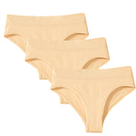 3Pcs/Set High Rise Briefs Women Classic Panties Female Underpants Solid Color Panty Plus Size Underwear Sexy Lingerie S-3XL