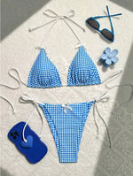 Sexy Micro Bikini 2024 Gingham Print Swimsuit Female Swimwear Women Strings Thong Bikinis Set Bather Beachwear Bathing Suit Pool