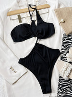 2026 Sexy Black One Piece Swimsuit Swimwear Women Hollow Single Shoulder High Waist Bathing Suit Beachwear Maillot De Bain Femme