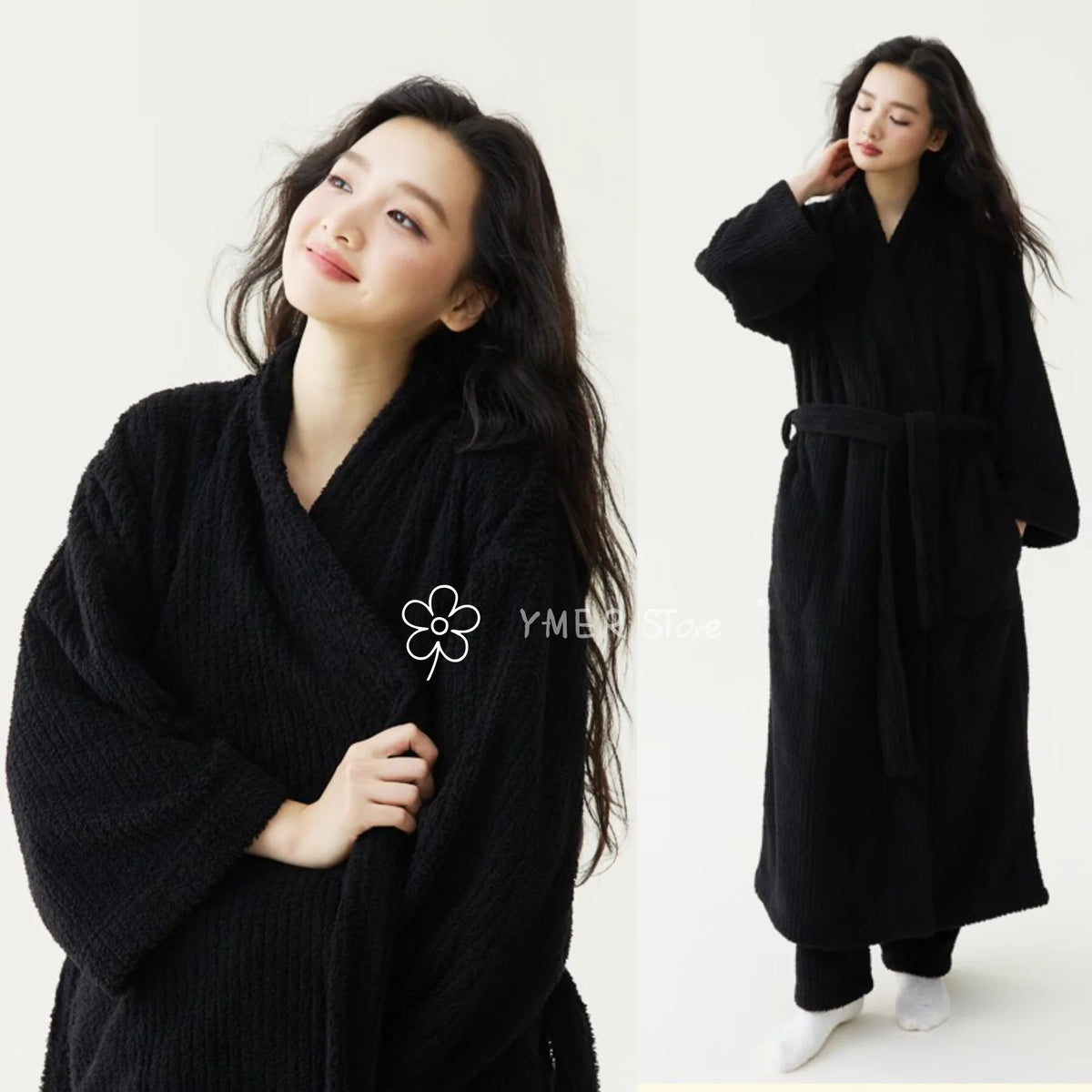 Fall Winter Unisex Couple Maxi Long Bathrobe Thick Soft Coral Velvet Beauty Flannel Warm Morning Robe for Men Women Loungewear