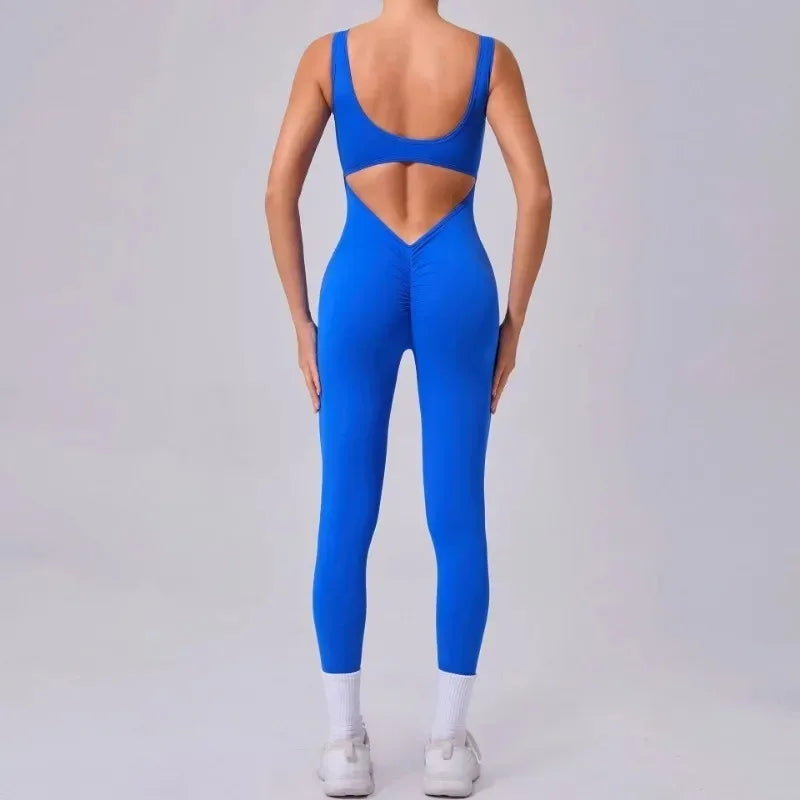 Seamless Yoga Jumpsuits Sports Fitness Hip-lifting Hollow Beauty Back One-piece Workout Running Gym Leggings Bodysuits for Women