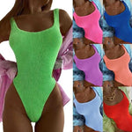 Candy Color One Piece Swimsuit Fabric Crinkle Cloth Wavy Strip Bikini for Women Fluorescent Pleated Cloth Swimwear