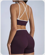 Tight Naked Yoga Shorts Suit Women Double Strap Sports Bra High Waist Flare Leggings Fitness Suit Gym Running Workout Clothes
