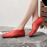 New 2026 Women Leisure Jelly Sandals Cut-out Soft PVC Breathable Summer Flat Shoes Close Toe Female Street Flats
