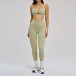 2PCS Yoga Suit Sports Set Women Fitness Quick-Drying Gym Tracksuit Running Nude Feeling Workout Outfit Sport Bra Leggings Suit