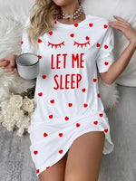 Women's Nightgown Casual Print Nightshirt Polka Dot Short Round-Neck Sleeve Loose Sleepwear Nightdress Summer Pajama