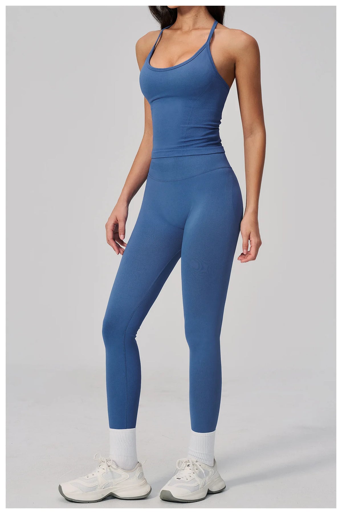Summer Seamless Yoga Sets Women Outdoor Slimming Sports Tank Top High Waist Hip Lifting Leggings Gym Fitness Suits Tracksuit