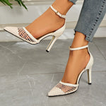 2026 Summer New Style - Three-color Mesh Open Toe Business Shoes with Round Tops, Small Inner Cuts, Thin High Heels