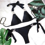 Luxury Rhinestones Bikin 2026 New Women Solid Red Blue Bandage Cross Diamond Thong Swinsuit Beach Bathing Suit Swimwear Biquini