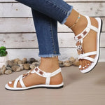 Fashionable bohemian-style flat sandals, casual and comfortable dopamine-colored versatile and vibrant women's shoes