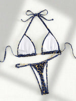 DEKA Sexy Brazilian Shiny Pearl Micro Bikini Faux Leather Swimwear Women Thong Swimsuit Halter Triangle Bikini Set Bathing Suit