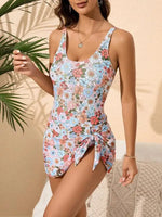 Women's Bathing Suits Two Pieces Floral Print Tankini Set Women Swimsuit Dress Summer Sexy Beach Wear Vintage Swimwear Female