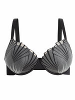 Everyday Plus Size Women's Push up Bra Fan Embroidery, Thin Cup, Comfortable Underwire Support Lingerie