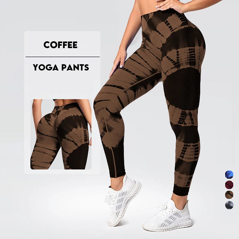 New Tie-Dye Seamless Yoga Leggings Breathable Gym High Waist Sports Leggings WomenFitness Running Exercise Hip Lift Pants