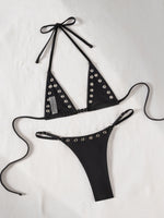 2026 Solid Color Bikinis Set Triangle Swimwear Women Bandage Swimsuit Patchwork Bathing Suit Beach Biquini Mujer Swimming Wear