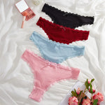 1pcs Plus Size Women's Mid-Waist Thong Panty Cute Girl Style Seamless Bowknot Lace Panties Trim Lightweight Breathable Underwear