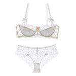 MOYISU French Romance Breathable and Comfortable Breathable Sexy Lace Not Empty Cup Bra Set Pure Desire Girl Super Beautiful