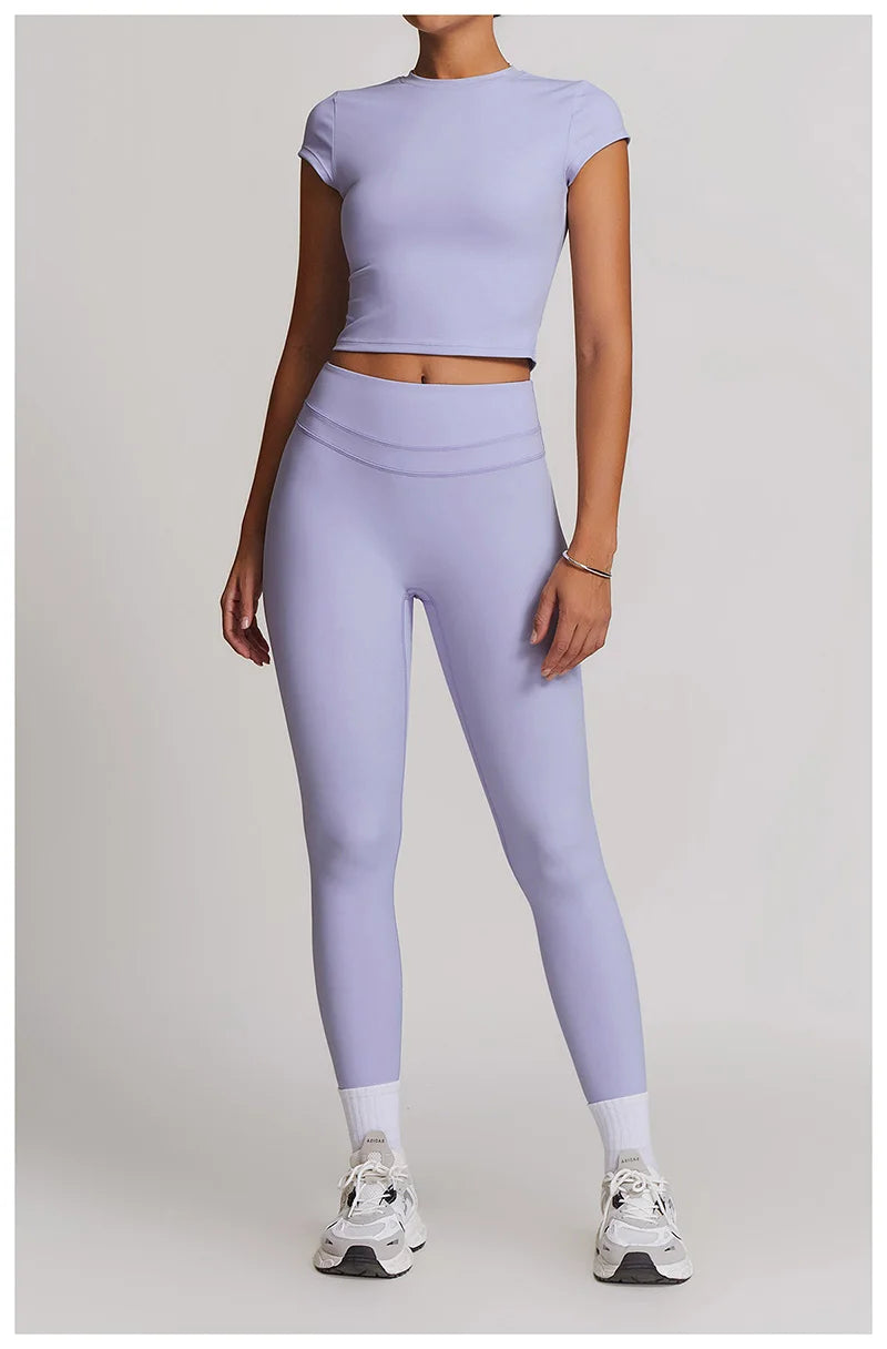 Yoga Set 2PCS Women Tracksuit Nude Feeling Workout Sets Gym Clothes Push Up Fitness Running Sportwear Sport Bra Leggings Suit