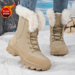 Winter Snow BootsWomen Waterproof Non-Slip Warm Northeast-Style Large Cotton Shoes, Ski , Fleece-Lined,High-Top Cotton Boots