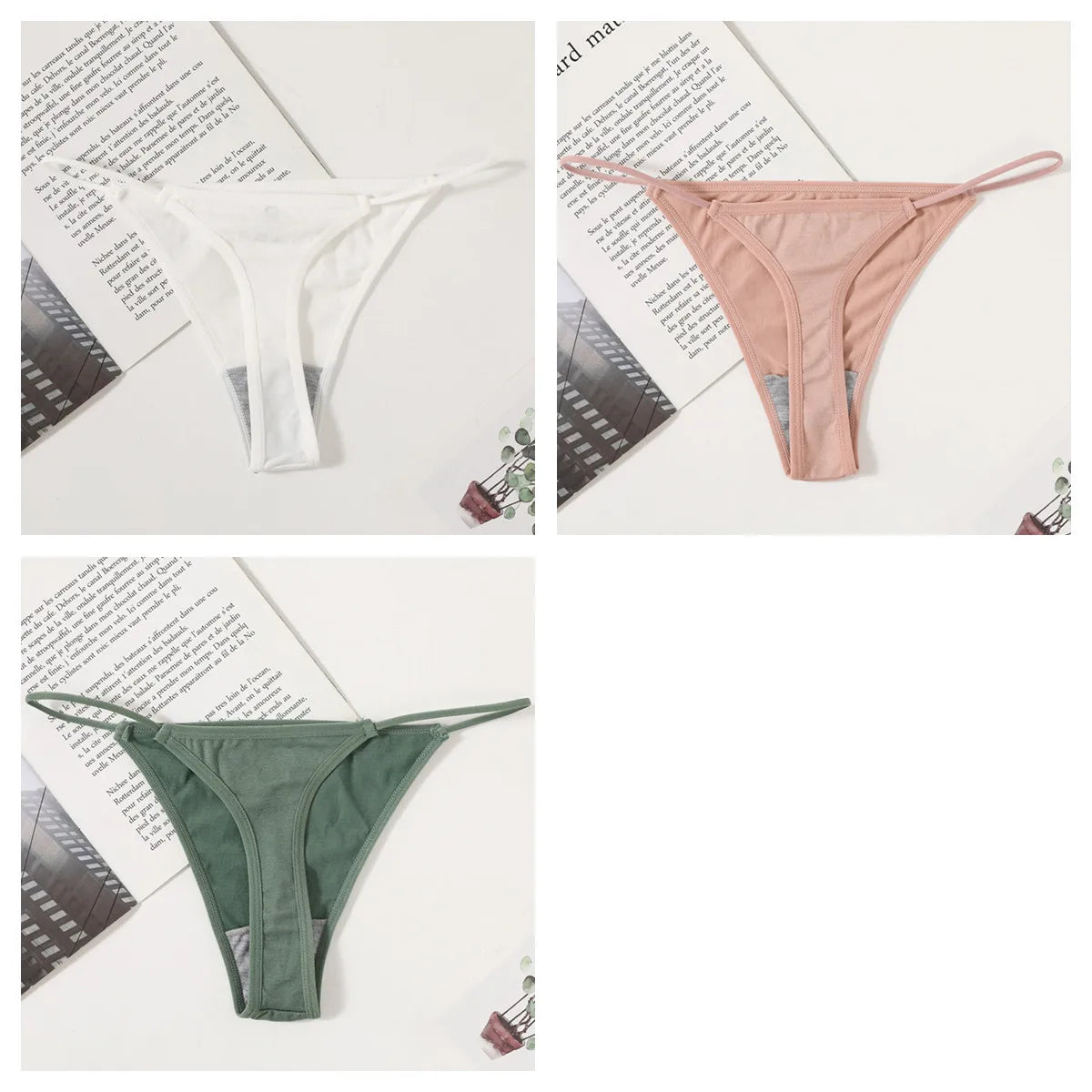 3Pcs/Set Women Panties G-String Seamless Underwear Low Rise Thongs Sexy Lingerie Female Thong G-String High Cut Panties