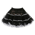 Women's Color Block Ruffled Tulle Skirts Multiple Layers Elastic High Waisted Tutu Skirt Fluffy Halloween Carnival Party Skirts