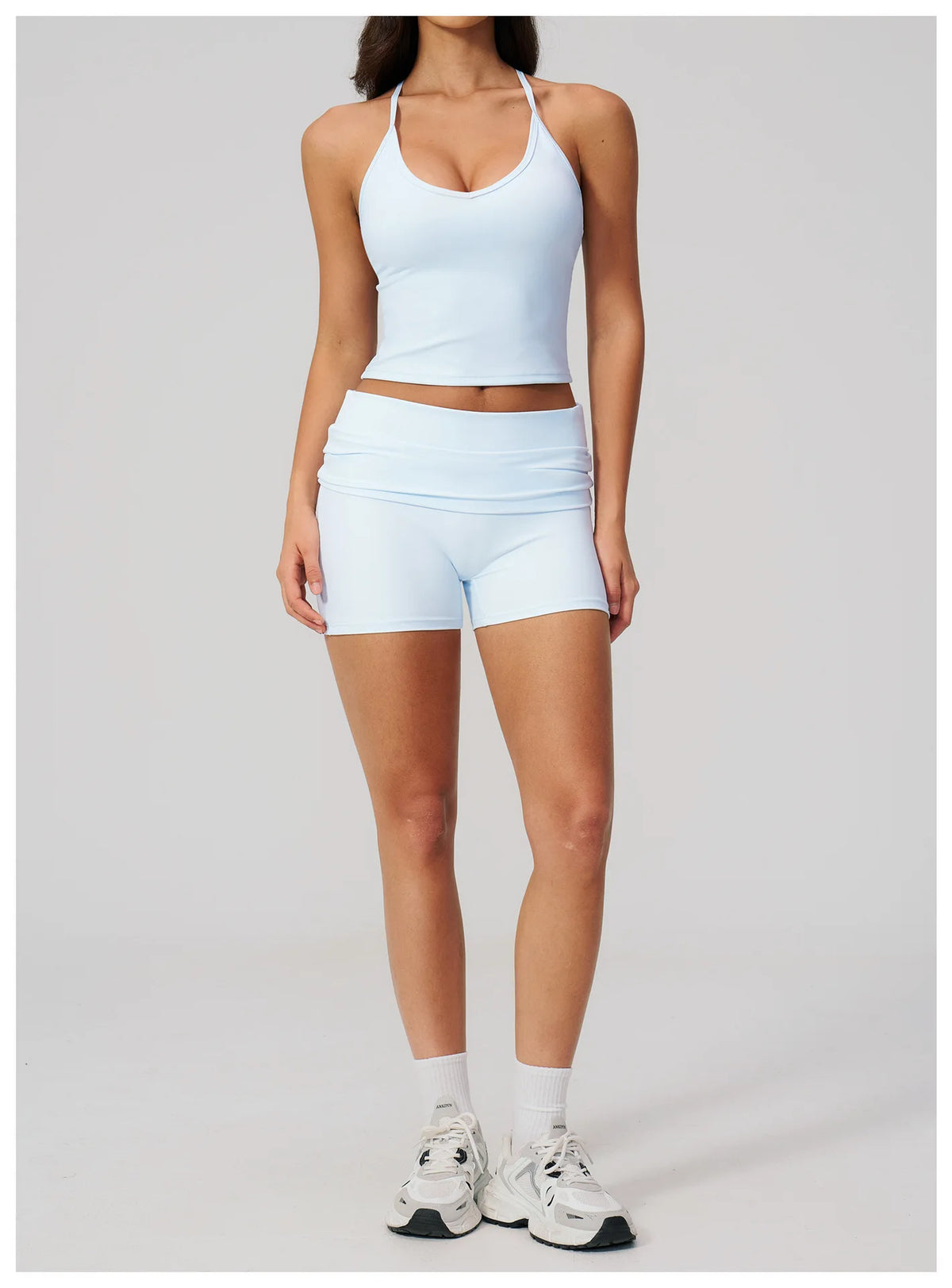 Summer 2Pcs Yoga Sets Women Camisole Slimming Sports Tank Top Pleate High Waist Shorts Fitness Suit Gym Running Excersize Wear