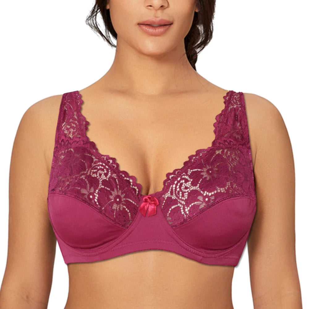 Fashion Bras For Womens Lingerie Lace Bra Underwire Plus Size Brassiere Sexy Underwear BH TopB C D DD E F Cup