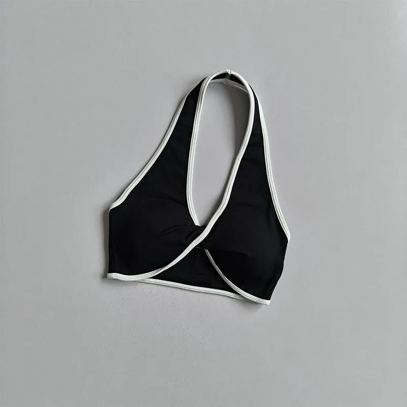 Shockproof Breathable Sports Bra Halter Neck Vest with Chest Pad for Gym Running Yoga Pilates Training Fitness Back Beauty