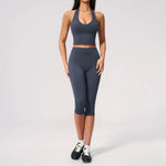 Yoga Capri Pants Set 2PCS Yoga Suit Sports Set Women Clothes Gym Set Women Tracksuit Running Workout Athletic Wear Yoga Clothing