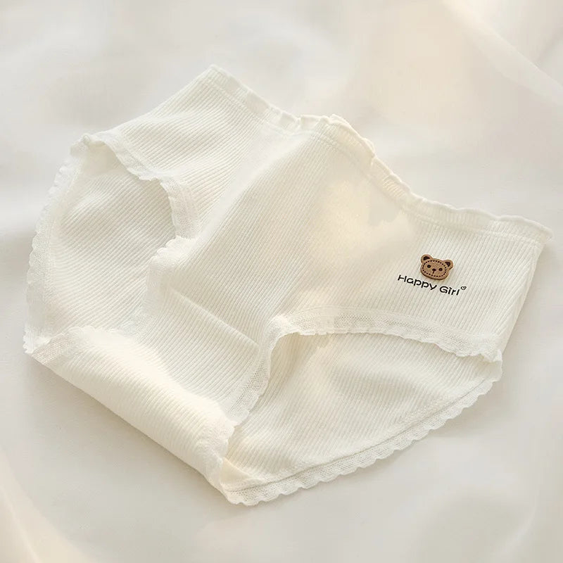 1/5PCS M-XL NEW Cute Cartoon Girl Student Underwear Cat Pants Mid-waist Graphene Cotton File Trackless Briefs Wholesale