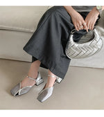 Summer Shallow Women Silver Flats Square Toe Design Beach Sandals Black Mesh Breathable Organza Mary Janes Chaussure Femmes