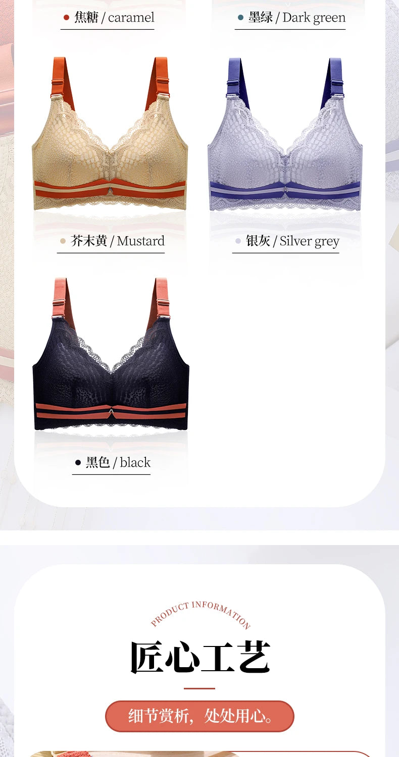 Women's Plus Size Minimizer Bra Full Coverage Lingerie Wire Free Push Up Bra for Femme Brest Pumping Underwear Plus Size 44 46DE