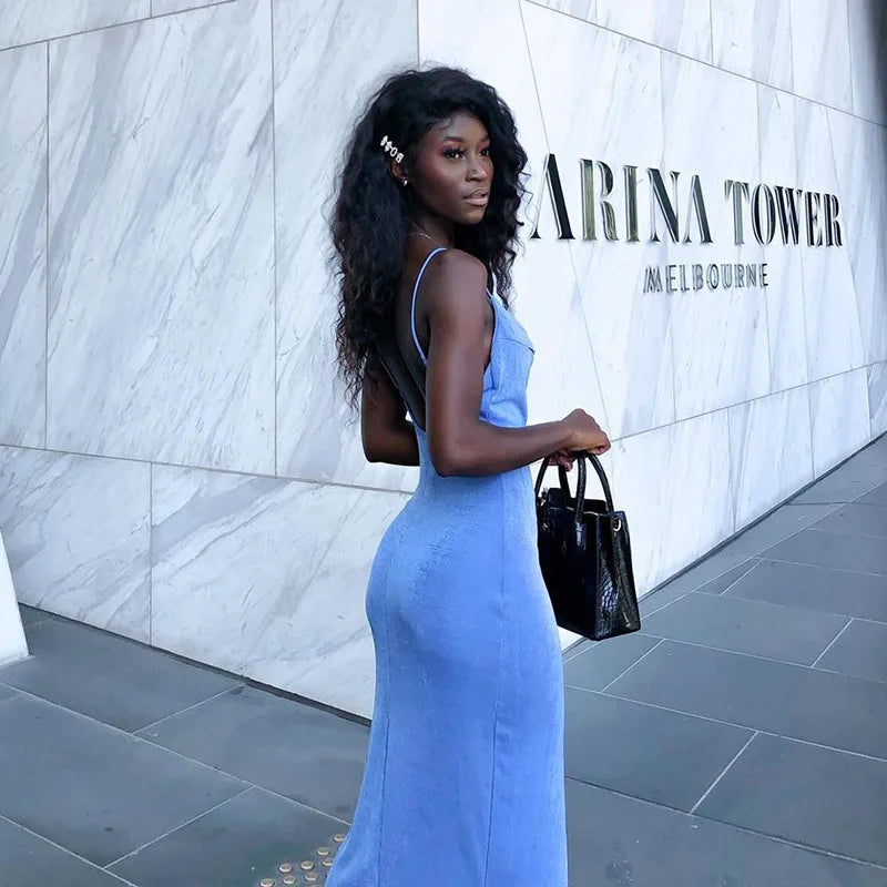 Elegant Sexy Evening Party Dress for Women 2022 New Midi Long Bodycon Slip Dresses Summer Thigh Split Vestidos De Fiesta