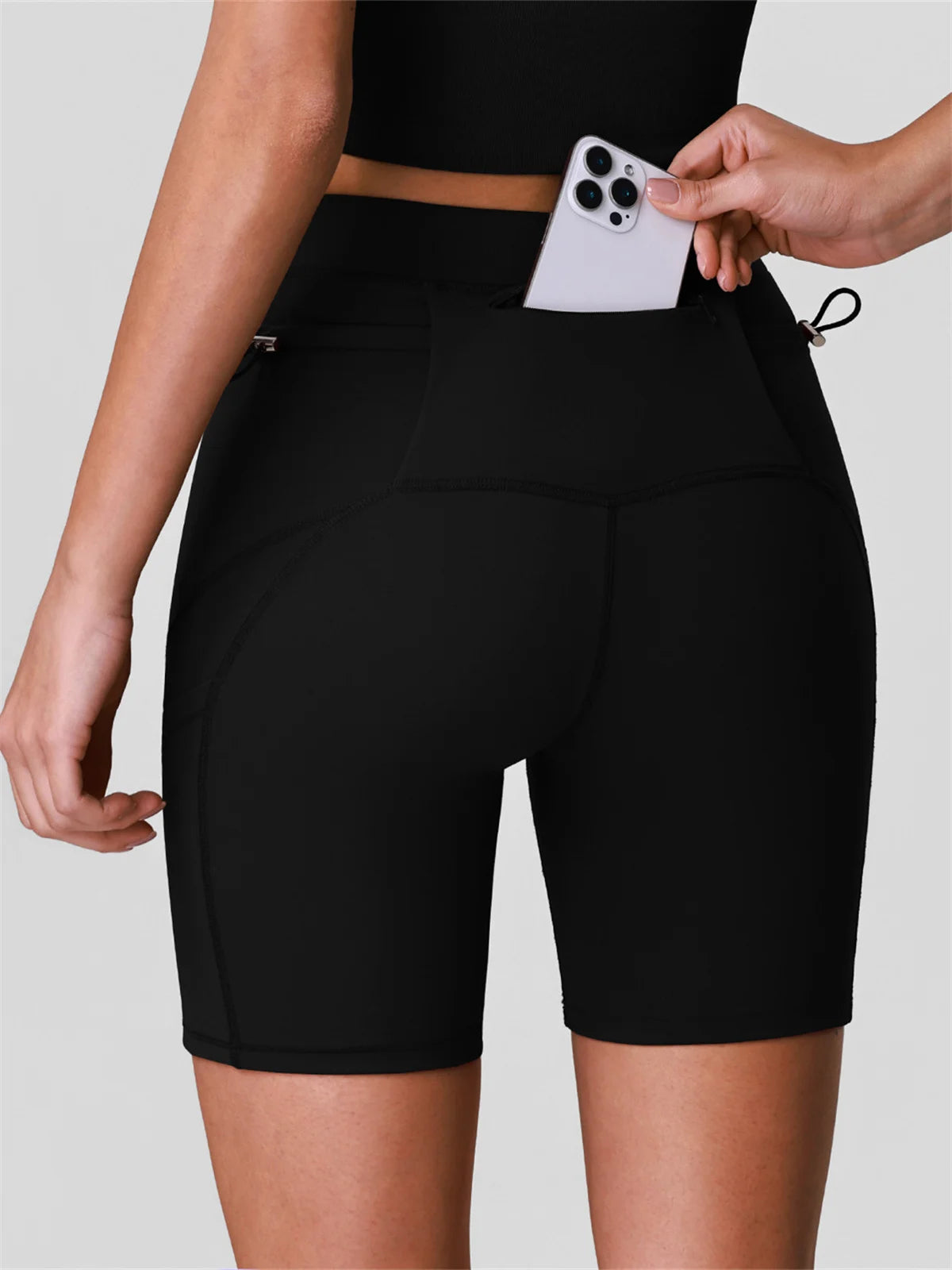 Naked High Waisted Yoga Shorts Women Quick Drying Side Pocket Cycling Pants Outdoor Abdominal and Hip Lifting Sports Shorts