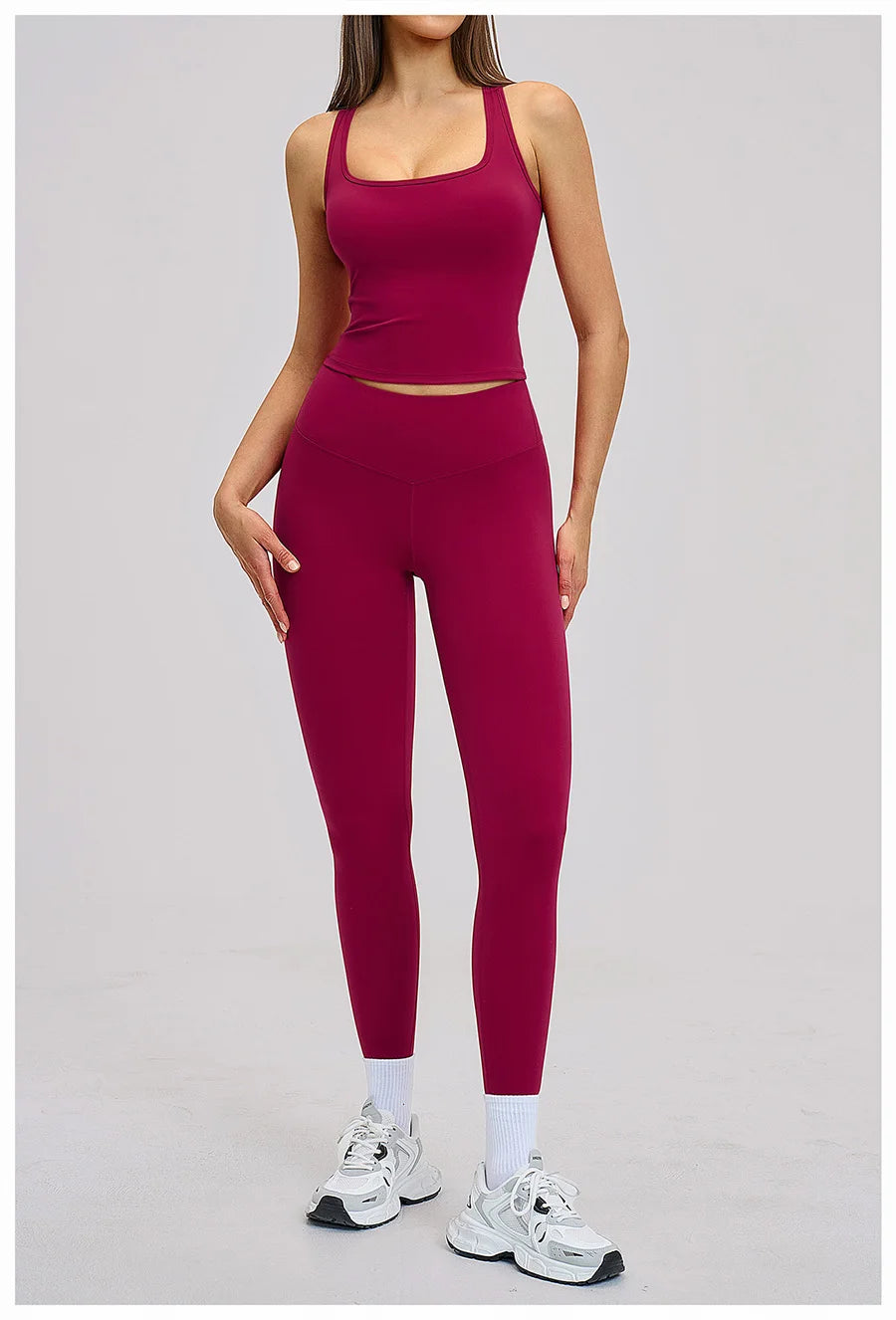 New Yoga Set 2PCS Gym Clothes Workout Outfits Women Long-sleeved T-shirt Sportswear Tracksuits Fitness Sports Vest Gym Leggings