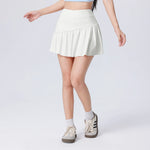 Women High Waist Asymmetrical Tennis Skirt Built-in Shorts Quick Dry Breathable Workout Running Sports Mini Skort