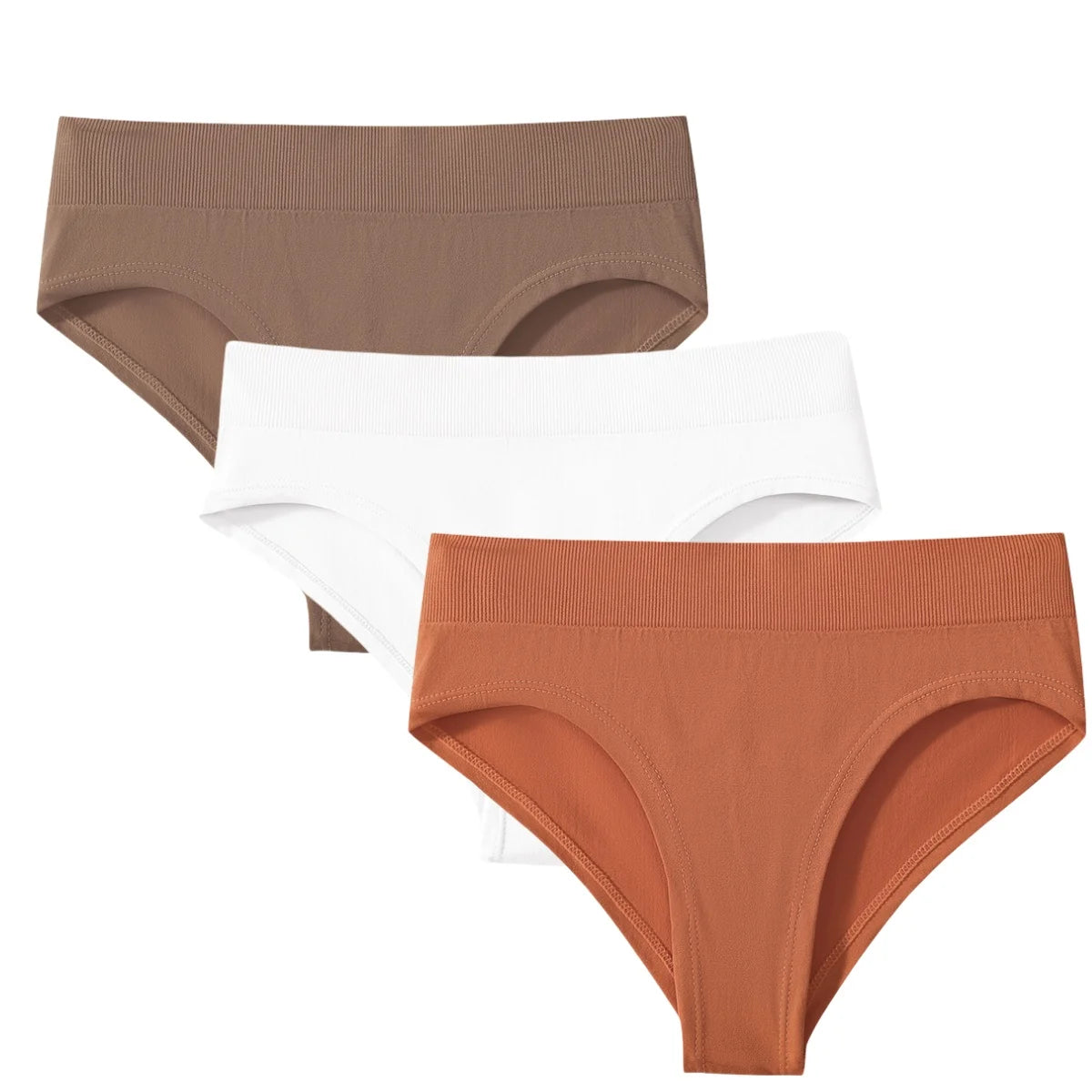 3Pcs/Set High Rise Briefs Women Classic Panties Female Underpants Solid Color Panty Plus Size Underwear Sexy Lingerie S-3XL