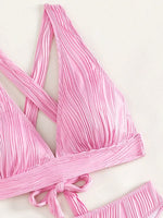 2025 Wrinkled Crinkled Bikini Women Swimwear Female Swimsuit Two-pieces Bikini Set High Cut Bathing Suit Swim Beach Wear Lady