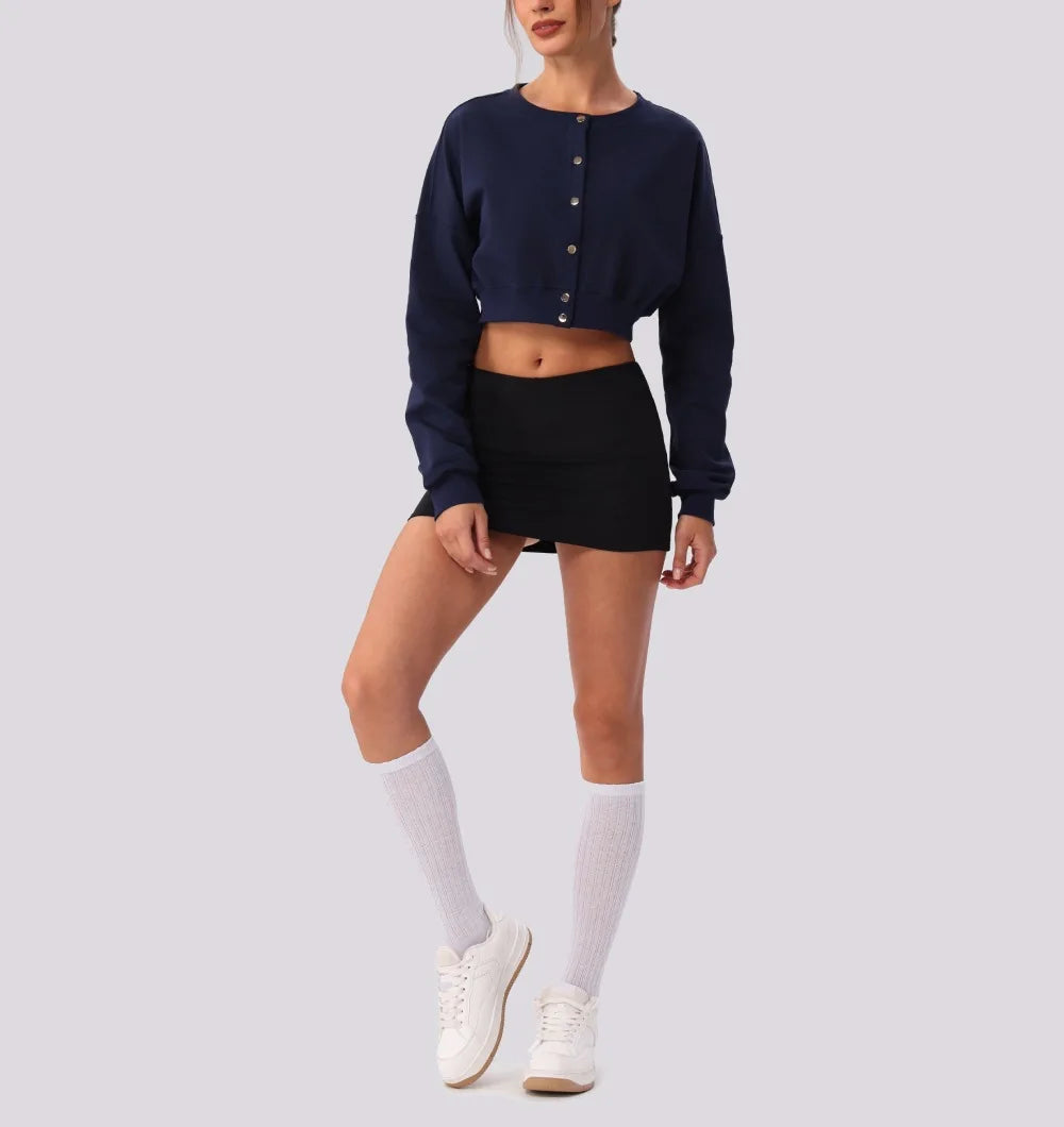 Spring Summer Button-Up Long-Sleeved Sports Jacket Outdoor Front Button Fitness Yoga Workout Coat Gym ActiveWear Top