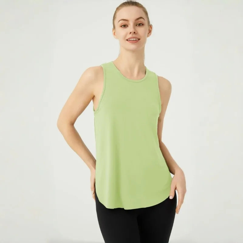 Women's Sleeveless Sports Top Quick Dry Running Fitness Yoga Vest Loose Fit Breathable Pilates Gym Cover Up Shirt