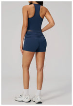 Summer 2Pcs Yoga Sets Women Camisole Slimming Sports Tank Top Pleate High Waist Shorts Fitness Suit Gym Running Excersize Wear