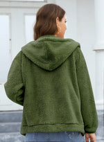 Phantasy Woman Hooded Fleece Coat Womens Casual Jacket Soft Heavy Autumn Winter Solid Hooded Jacket Ladies Outwear Overcoat