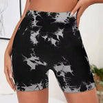 Seamless Tie Dye Style High Waist Quick Dried Fitness Triple Pants Honey Peach Hip Lift Yoga Sports Tight Shorts