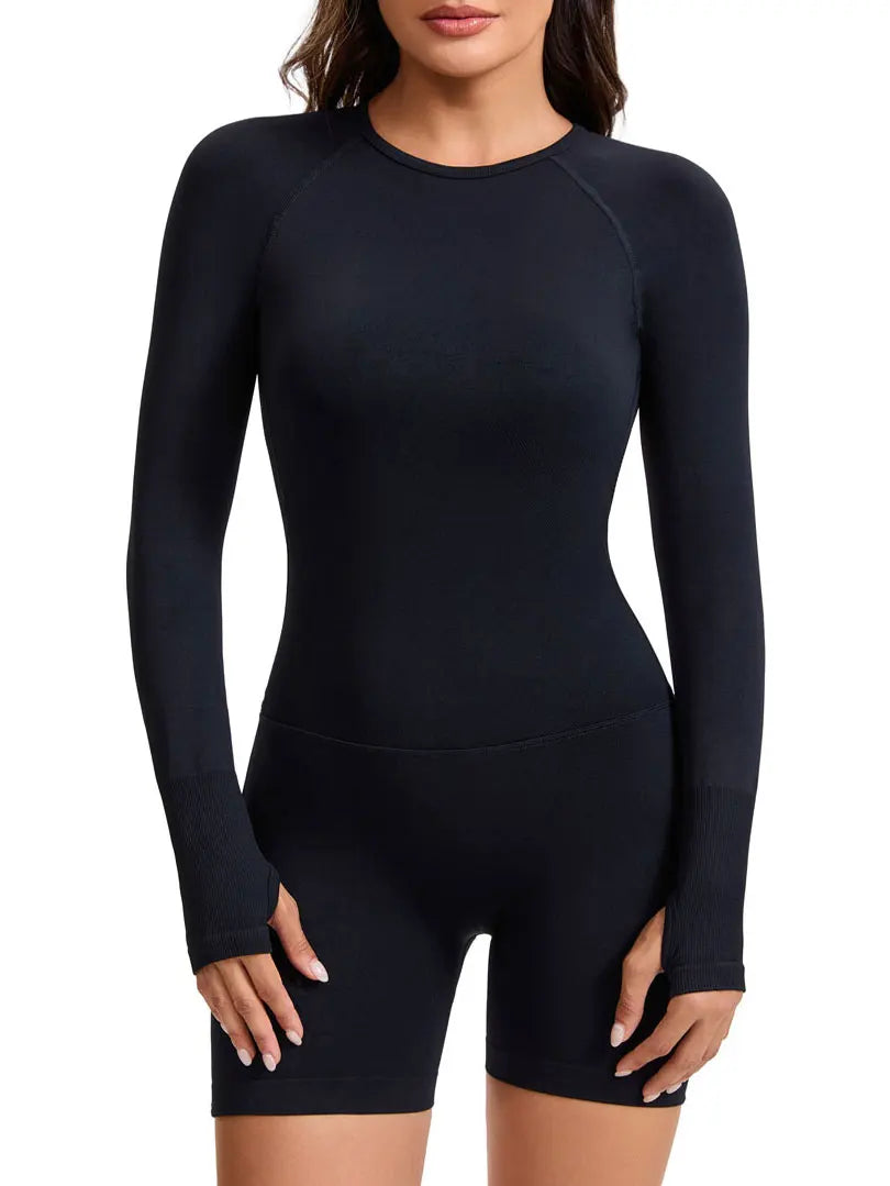 NCLAGEN Impact Long Sleeve One Piece Gym Clothes Women Yoga Playsuit Fitness Workout Jumpsuit Backless Set Siamese Sportswear