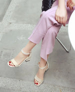 Women Sandals New Summer Fashion Sandals Medium High Heels Outdoor Elegant Wedding Shoes Bridal Plus Size Buckle Strap Sandals