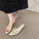 France Bow Open Toe High Heel Elegant Sandals and Slippers Women's 2026 Summer New Luxury Brand Women's High Heels.