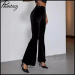 2026 Spring Fashion Velvet Pants Elegant Solid High-Waisted Slim-Fit Trousers Women's Flared Pants Streetwear Female Clothing