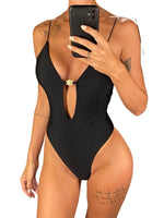 Tie Dye Deep V Neck Hollow Out One Piece Swimsuit Women Swimwear Female Backless Monokini High Cut Bather Bathing Suit Swim Lady
